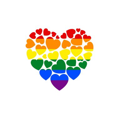 Bayrak taşıyan sembol kalp lgbt gururu.