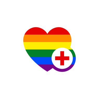 Bayrak taşıyan sembol kalp lgbt gururu