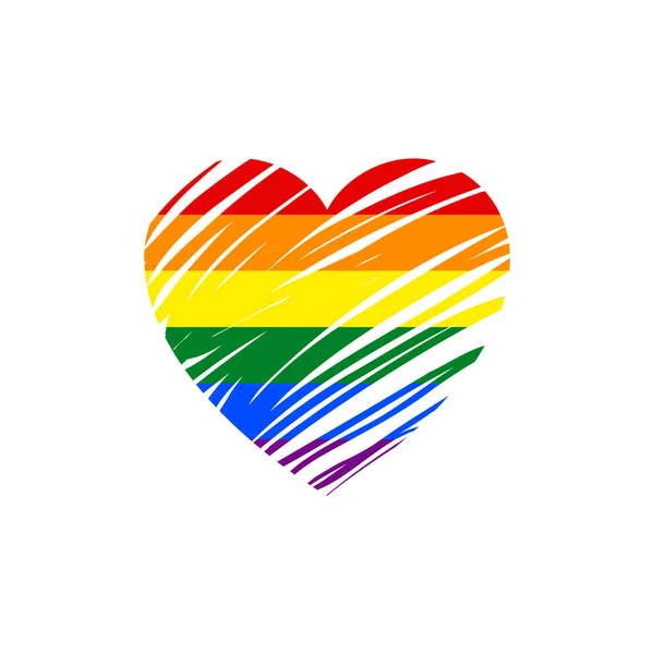 Symbol Heart Rainbow Flag Lgbt Pride Hatch Style — Stock Vector