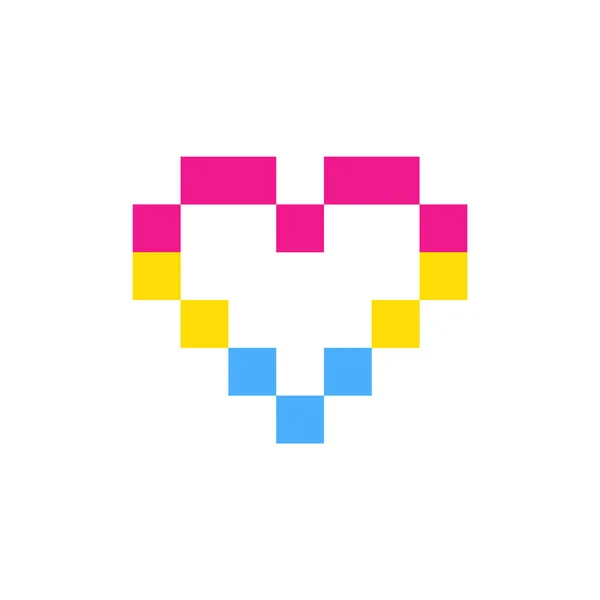 Symbole Coeur Avec Pansexualité Drapeau Lgbt Fierté Pixel Style — Image vectorielle