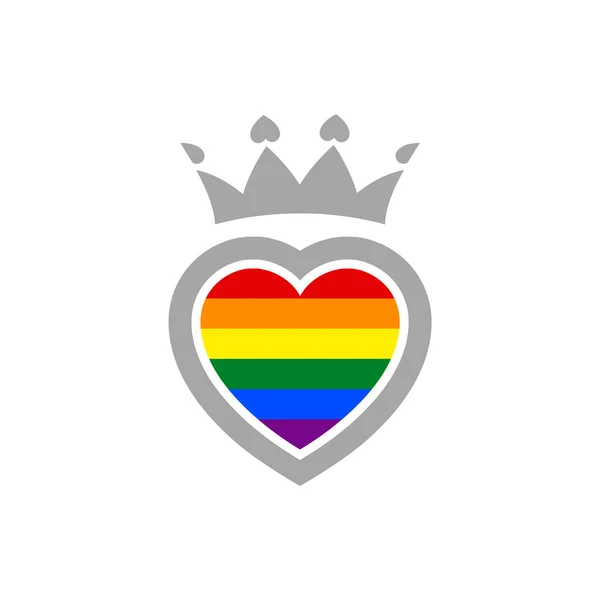 Symbol Heart Crown Flag Rainbow Lgbt Pride — Stock Vector