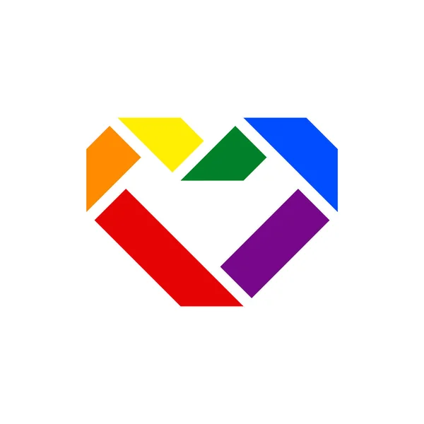 Symbole Coeur Avec Drapeau Lgbt Fierté — Image vectorielle