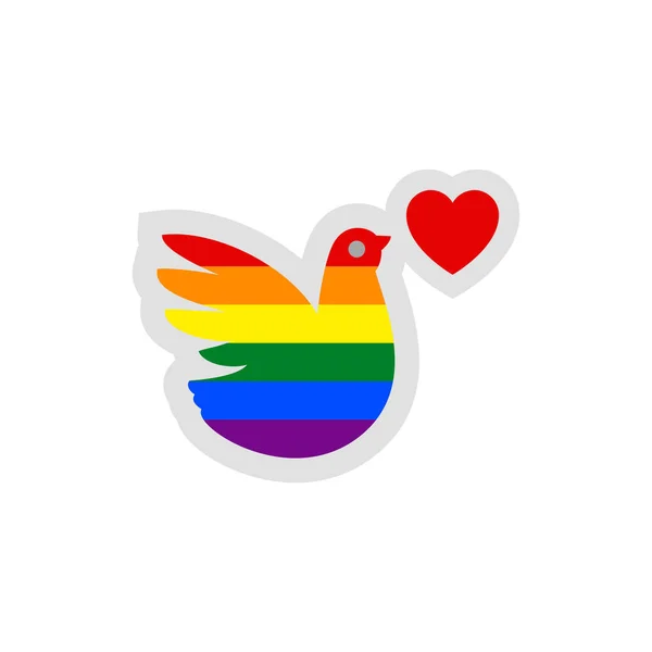 Pássaro Símbolo Com Bandeira Arco Íris Lgbt Orgulho — Vetor de Stock