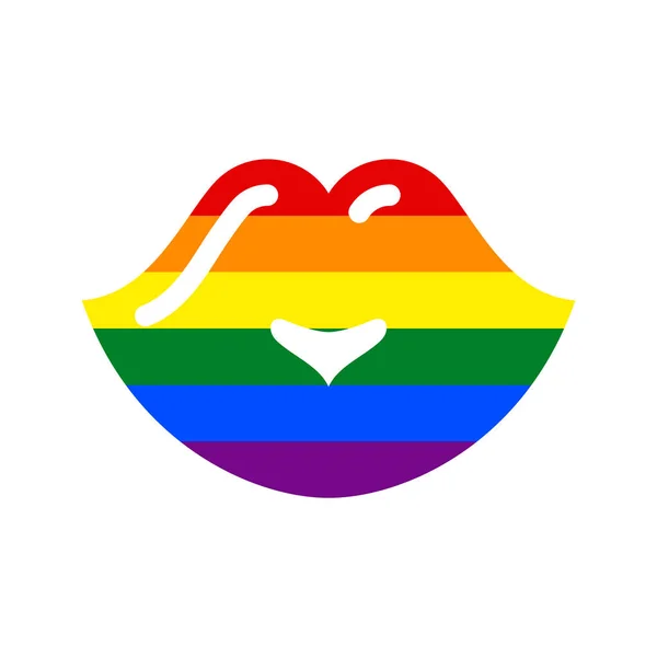 Symbol Lips Rainbow Flag Lgbt Pride — Stock Vector