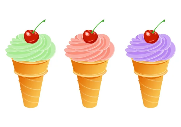 Ice cream with cherry — Stock Vector