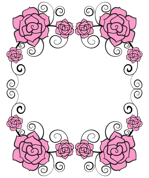 Marco de flor rosa — Vector de stock