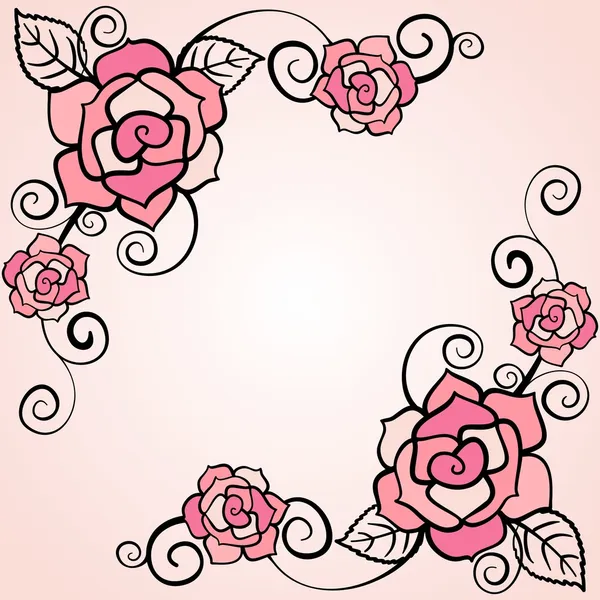 Marco vectorial con rosa — Vector de stock