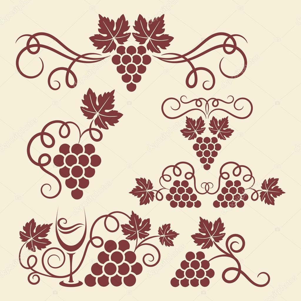 Grape Vine Bright Vector Grape Vine Elements Stock Vector 169 Kozyrina 23377012