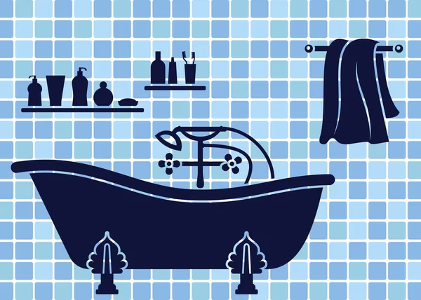 Blue bathroom interior — Stock Illustration Blue bathroom interior Royalty Free Stock Vectors