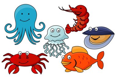 çizgi film deniz hayvanları.