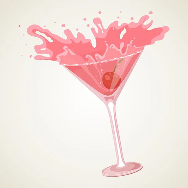 Cocktail with splash — Stock Vector