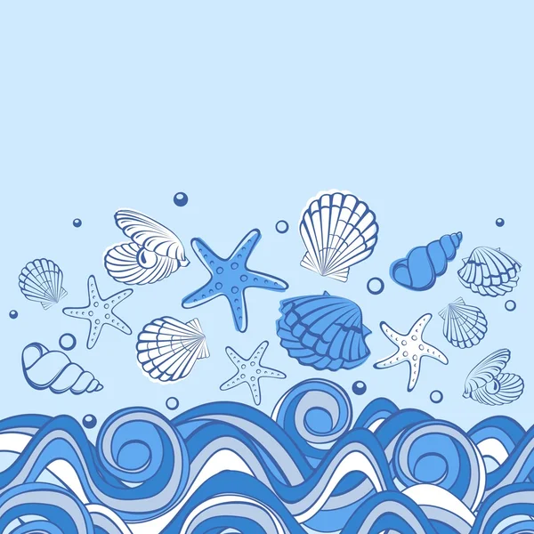 Κάρτα θαλασσινών κοχυλιών — Διανυσματικό Αρχείο
