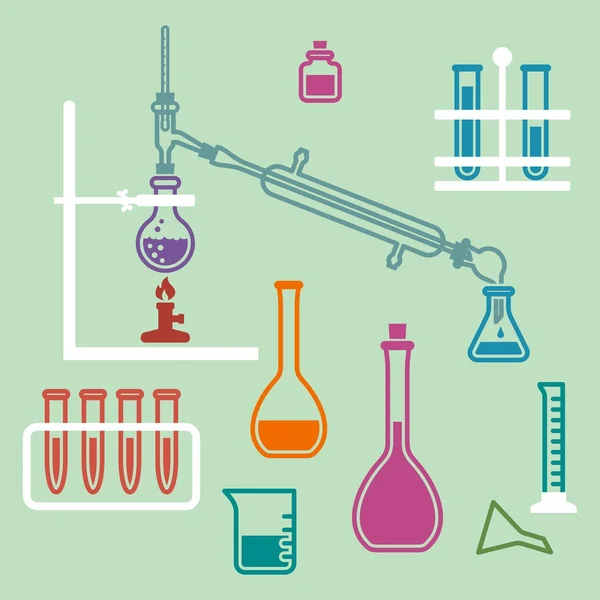 Apparecchiature di laboratorio di chimica . — Vettoriale Stock