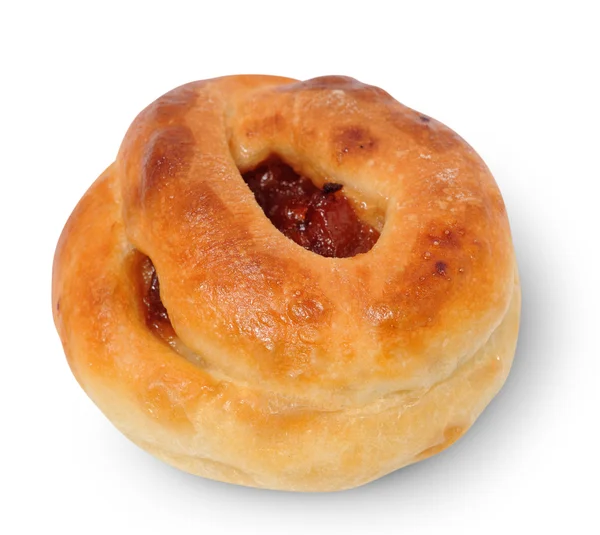 Homemade bun on a white background — Stock Photo, Image