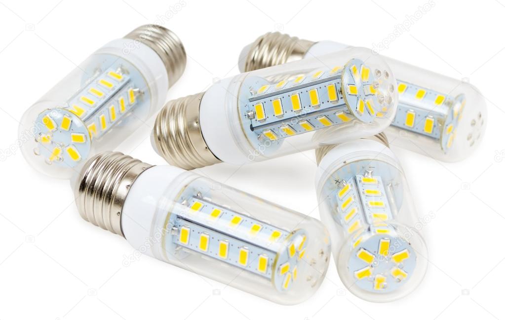 LED bulbs on a white background