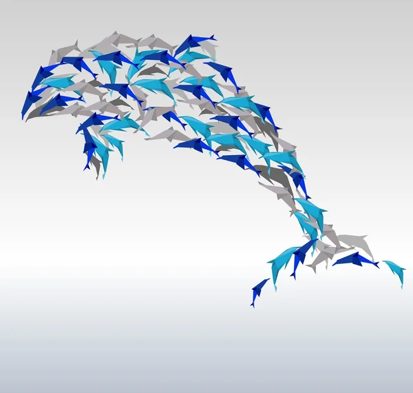 Origami dolfijnen. — Stockvector