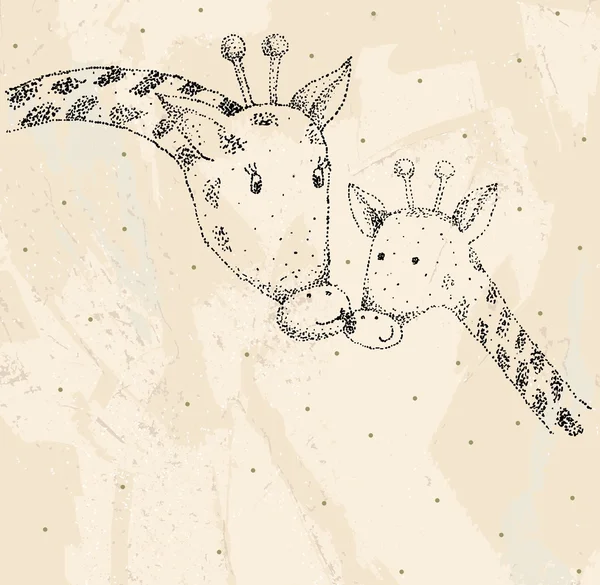 长颈鹿和妈妈 — 图库矢量图片