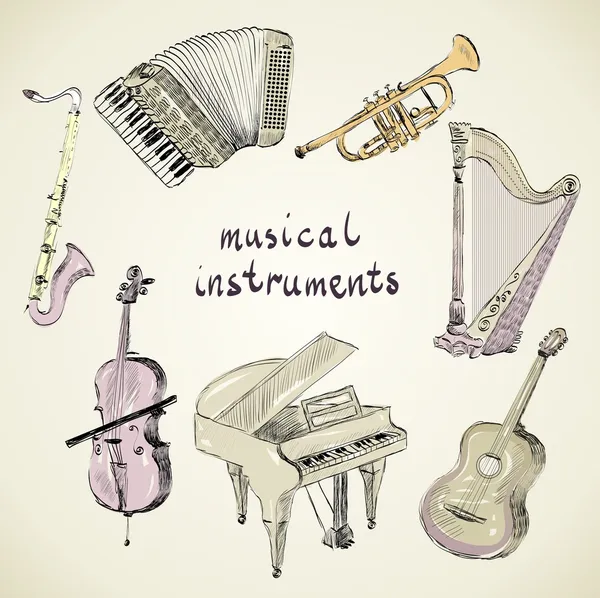 Instrumentos musicales — Vector de stock