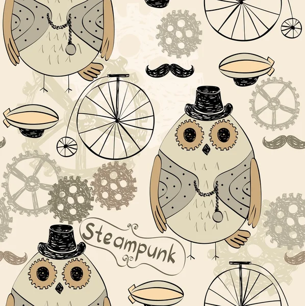 Steampunk owl - Stok Vektor