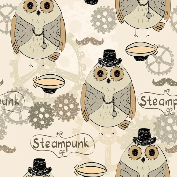 Steampunk owl - Stok Vektor