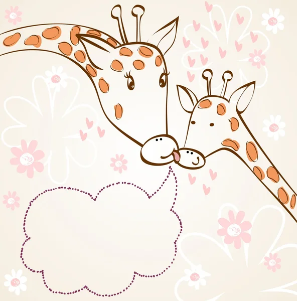 Жираф и мама — стоковый вектор