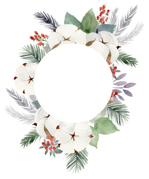꽃무늬가 달린 워터 컬러 크리스마스 장식. — 스톡 사진