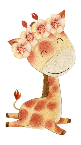 Aquarelle girafe mignonne pour fille. — Photo