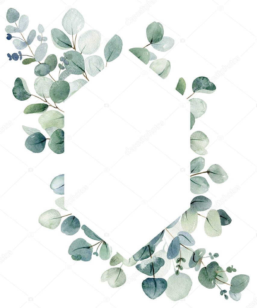 Frame with eucalyptus leaves