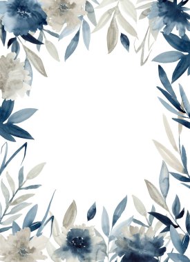 Çivit çiçekli çerçeve.