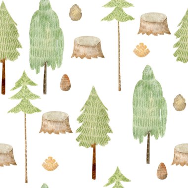 Suluboya orman deseni.