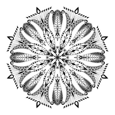 sürekli değişen çiçek desenli. Mandala siyah beyaz