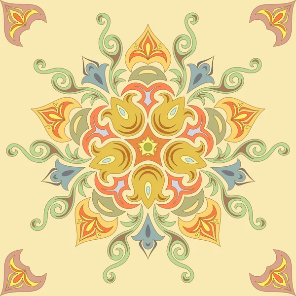 Motivo floreale senza cuciture nei colori pastello. Mandala — Vettoriale Stock