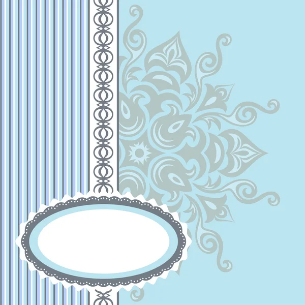 Fond romantique avec motif et étiquette. bleu — Image vectorielle