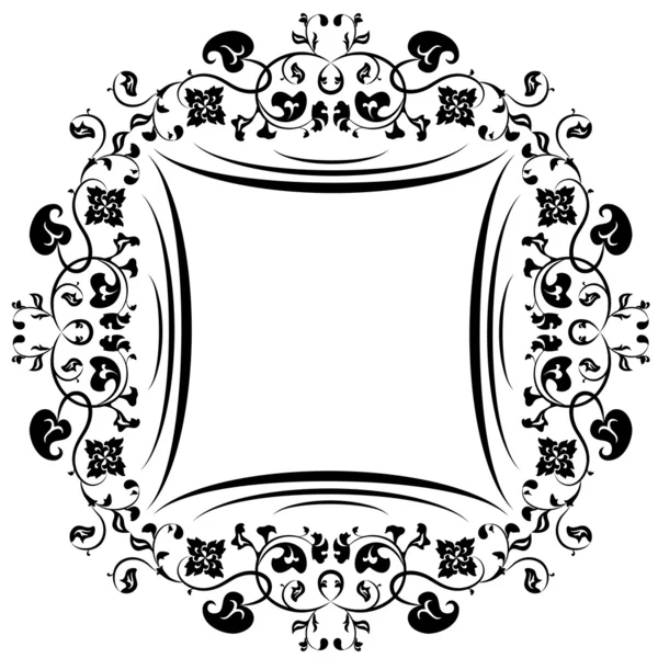 Frame met bloemmotief. zwart-wit — Stockvector