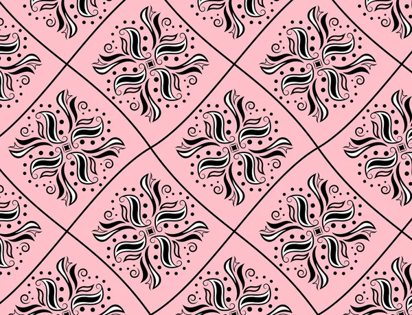 Schwarz-weißes Muster wie Rauten auf rosa Hintergrund — Stockvektor