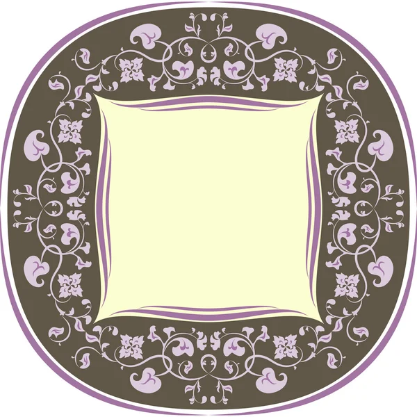 Marco de patrón floral. Ronda. Marrón y lila — Vector de stock