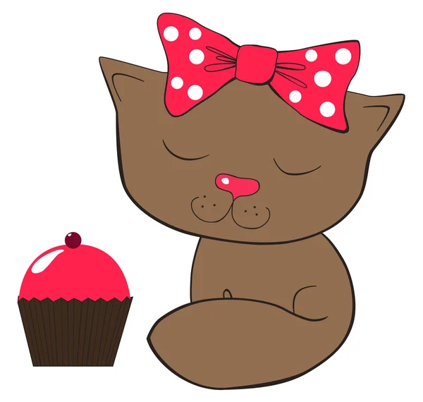 猫とケーキ — ストックベクタ