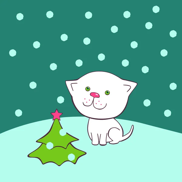 クリスマスの子猫 — ストックベクタ