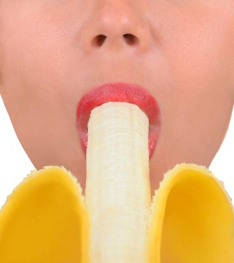 kadın bir muz seviyor