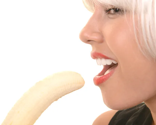 Mulher e Banana — Fotografia de Stock