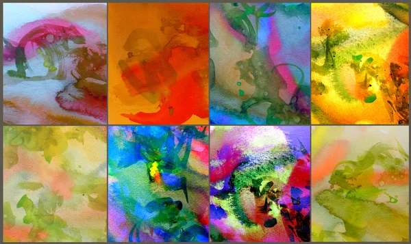 6 abstracte aquarel schilderijen — Stockfoto