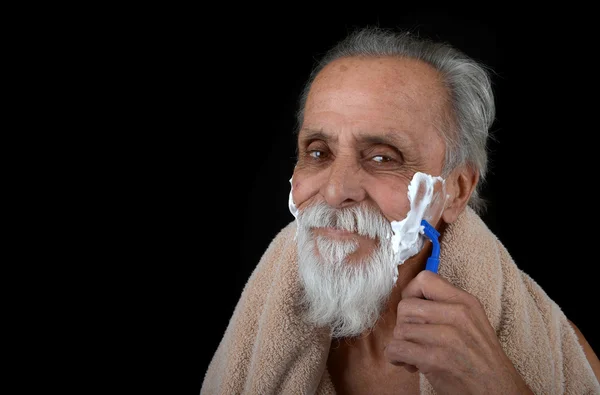 Senior Shaving — Stock Photo, Image