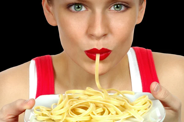 Mujer con pasta — Foto de Stock