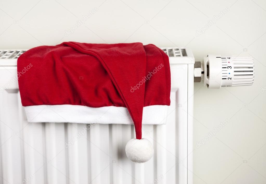 Christmas hat and radiator