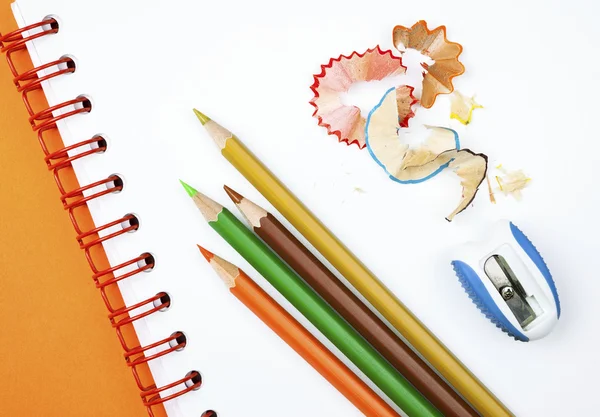 Pencils and sharpener — Stock Photo, Image