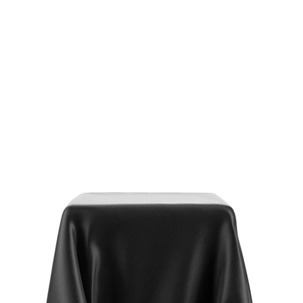 Empty Spotlight Pedestal Covered Black Cloth Isolated White Background — Stock Photo, Image