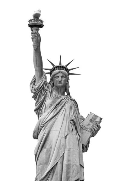 Statua Della Libertà New York Isolata Sfondo Bianco Vista Frontale — Foto Stock