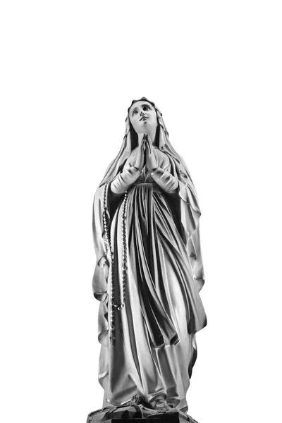 Statue Bienheureuse Vierge Marie Isolée Sur Fond Blanc — Photo