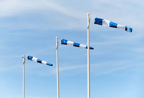 Three Windsocks Showing Wind Direction Speed Airport Minimalist Close Picture — Φωτογραφία Αρχείου