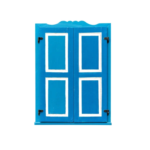 青い木製の窓のシャッターは隔離され カラフルな閉じた窓の切り抜き — ストック写真
